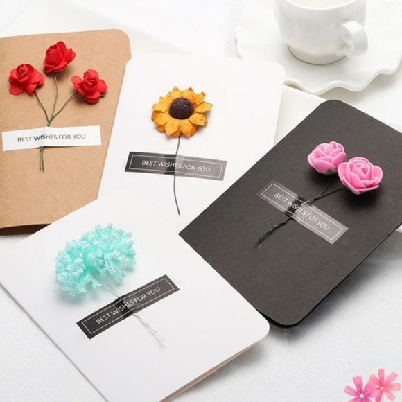 Best Wishes 3D Floral Cards - Birthday Cards Roses, Mother Days Cards, Valentine - Picture 1 of 8